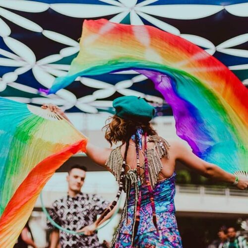 Alternative view of Rainbow Silk Veil Fans