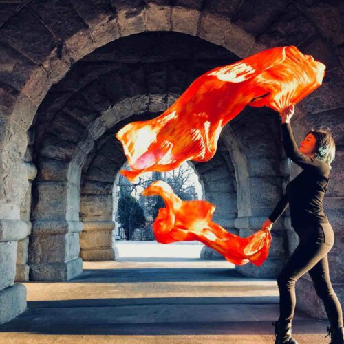 Alternative view of Fire Opal Silk Veil Fans